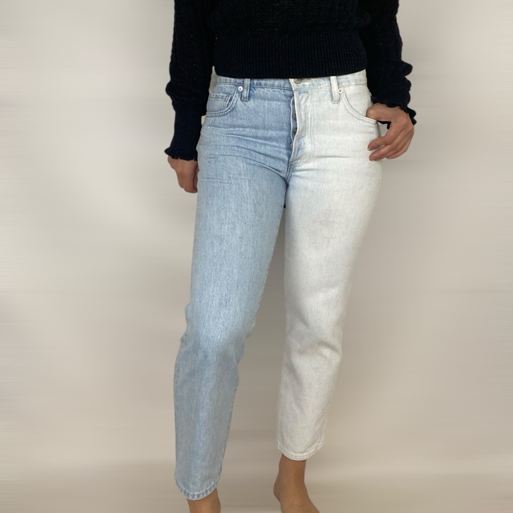 FRAME Le Slouch Crop Denim Two‎ Tone Jean Cropped High Rise